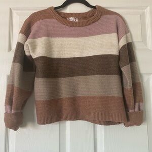 PINK REPUBLIC Striped Sweater in Brown and Cream Tones